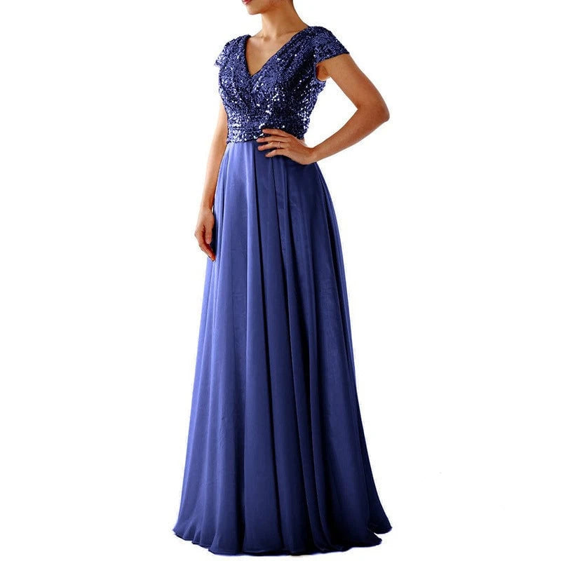 Ladies evening dress with sparkling top