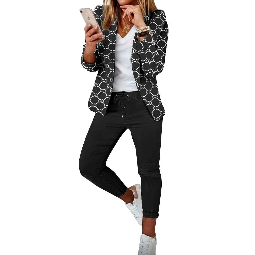 Two-Piece Blazer and Matching Slim Fit Pants Set