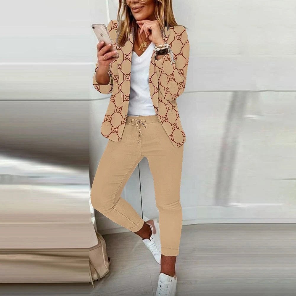 Two-Piece Blazer and Matching Slim Fit Pants Set