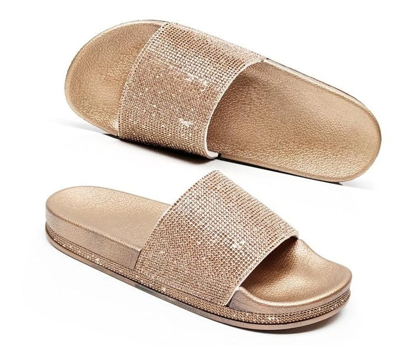 Crystal Diamond Slides with Embellishment Sandals