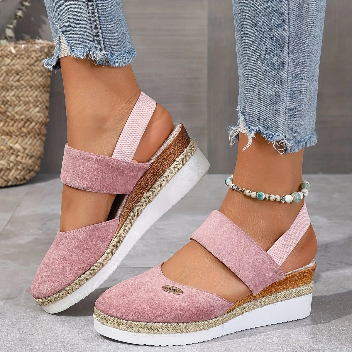 Women's Platform Sandals: Non-slip, Closed Toe, Elastic Strap