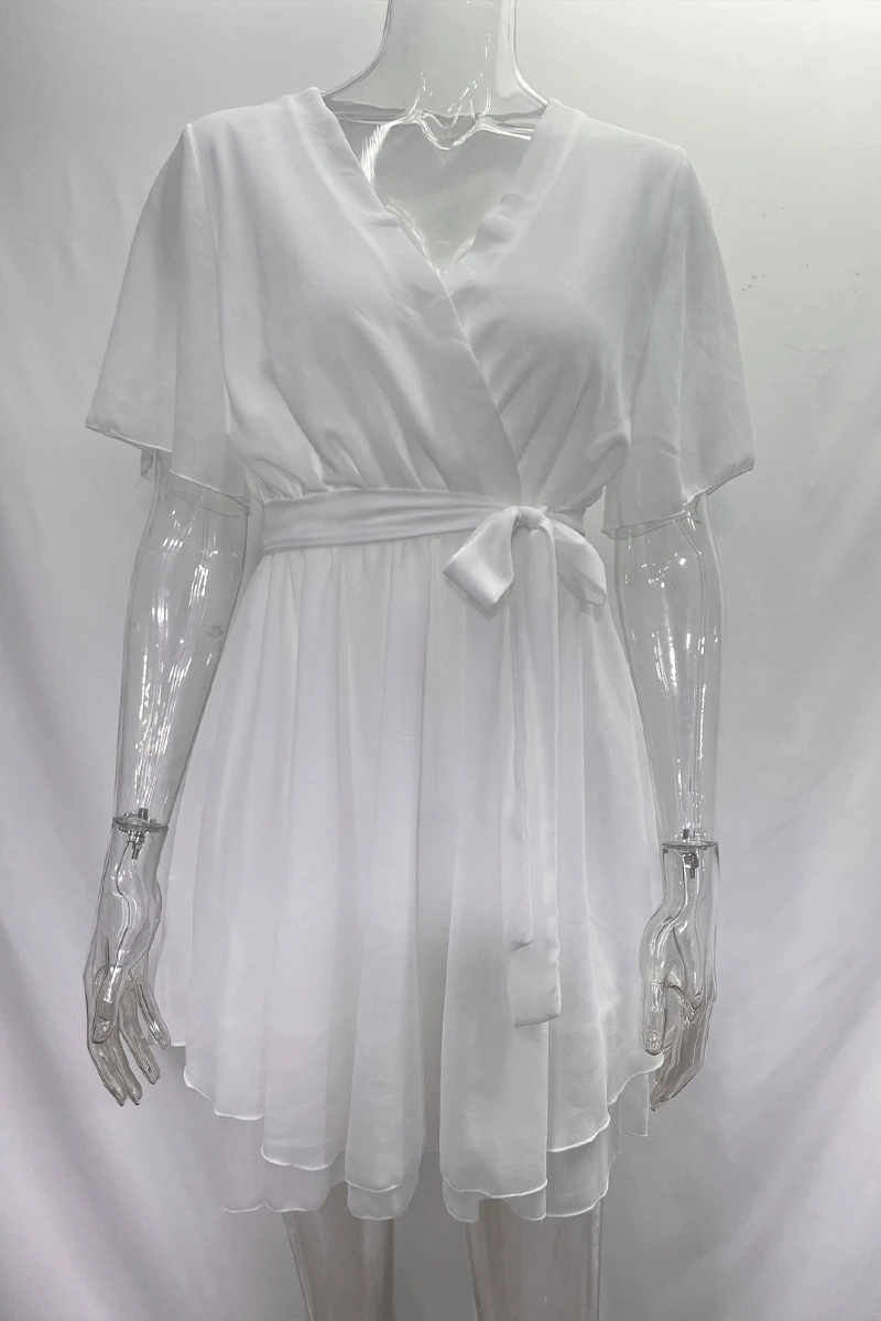 Sexy Solid Color Ruffled V-Neck A-Line Dresses - 3 Colors