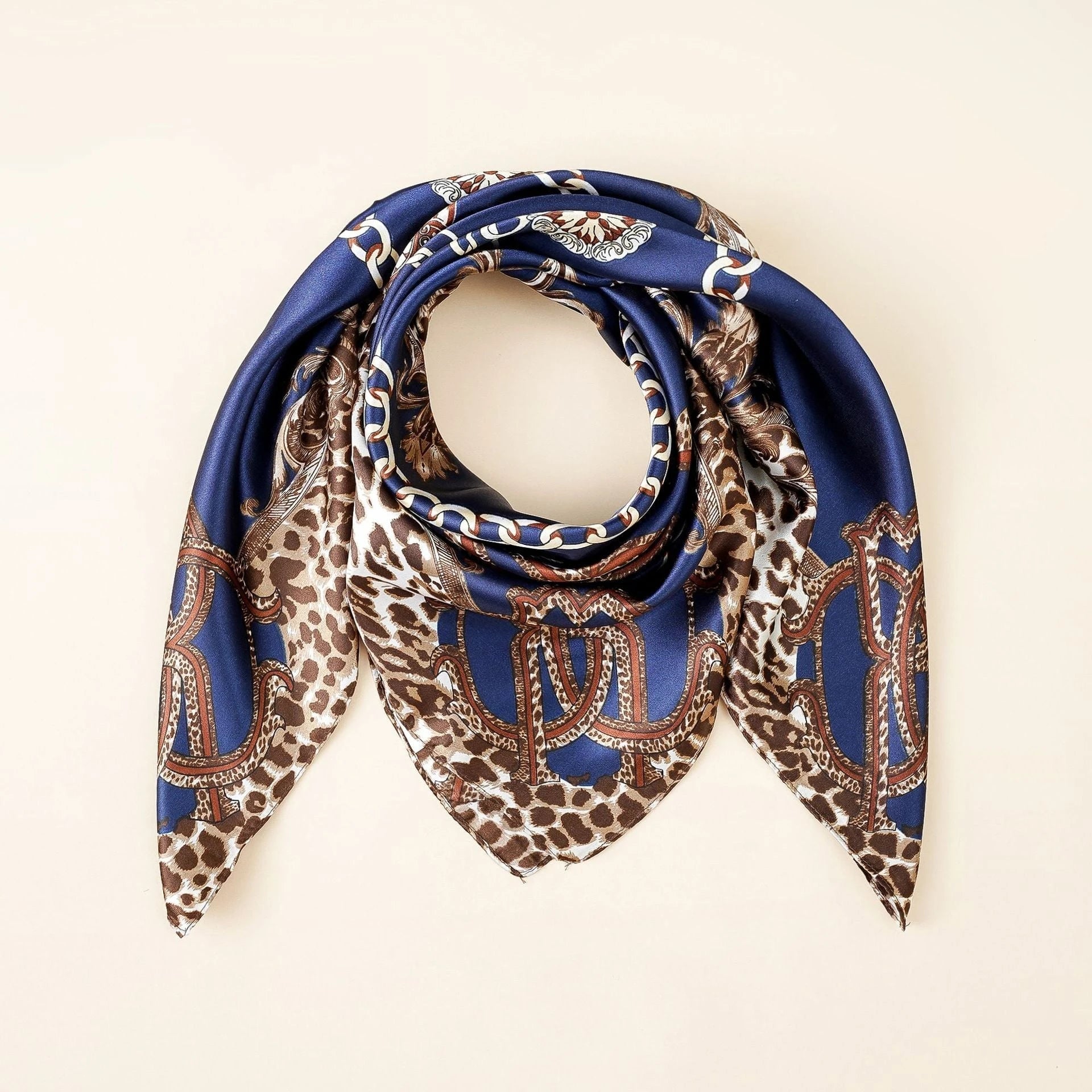 Ladies silk scarf with elegant animal pattern and luxurious design
