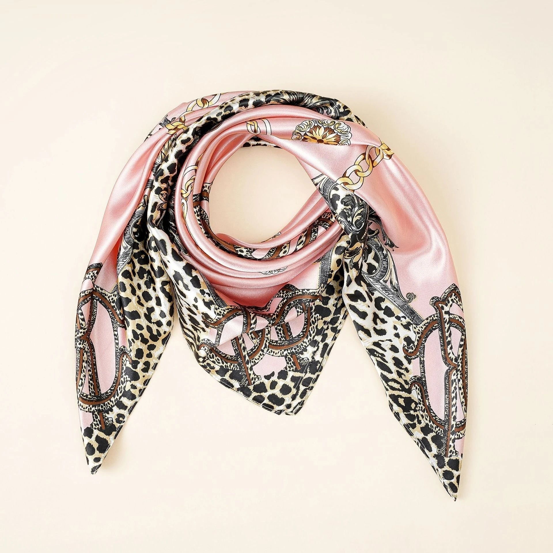 Ladies silk scarf with elegant animal pattern and luxurious design