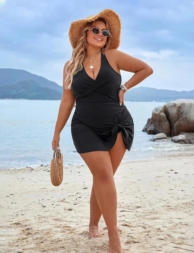 Plus Size One-Piece Swimsuit Swim Dress Bathing Suit Tummy Control Bathing Suits