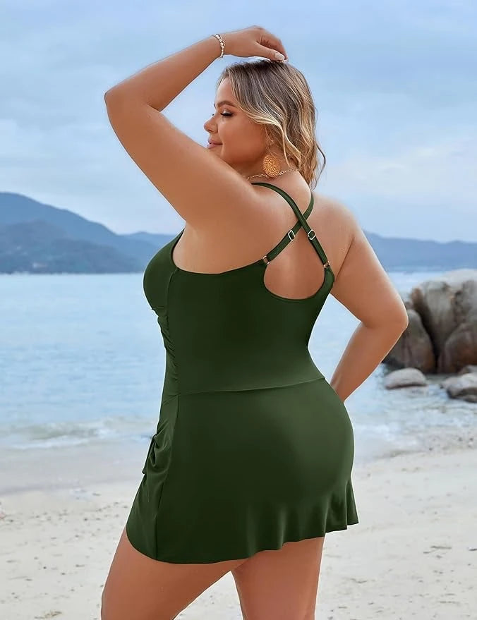 Plus Size One-Piece Swimsuit Swim Dress Bathing Suit Tummy Control Bathing Suits