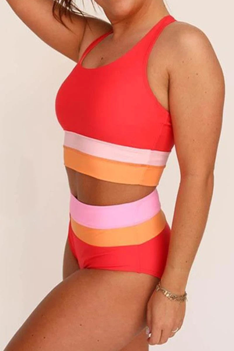 Madi Textured Color Block Bikini Set