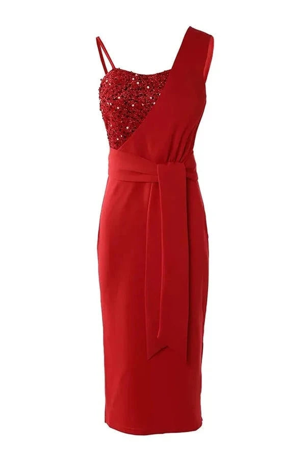 Tampa Nights Sequin Patch Slit Party Dress