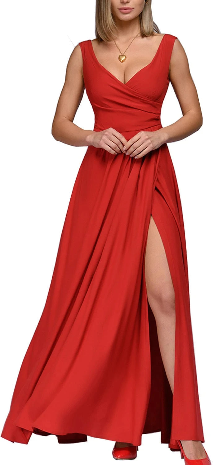 Women's elegant maxi dress with side slit