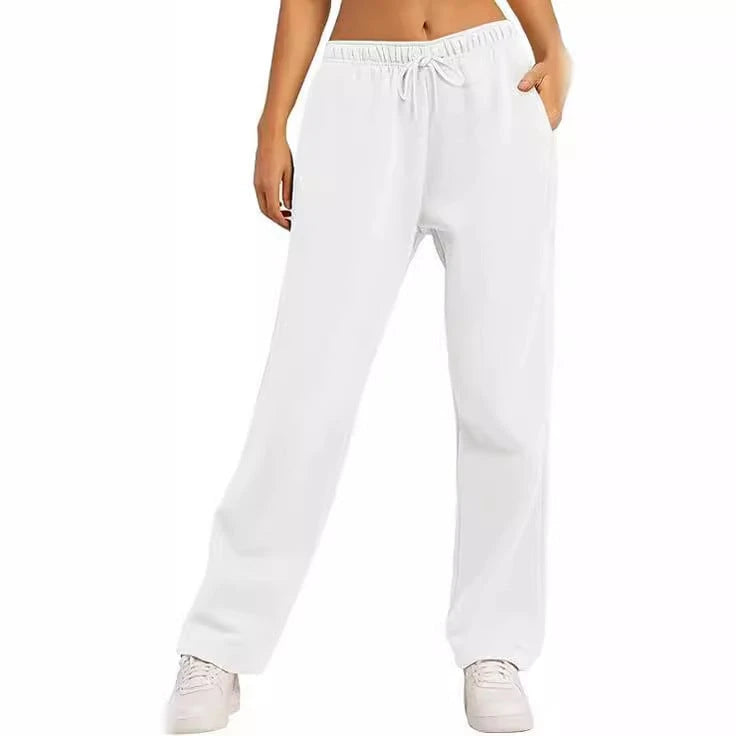 Ladies Comfortable Leisure Pants with Elastic Waistband and Side Pockets