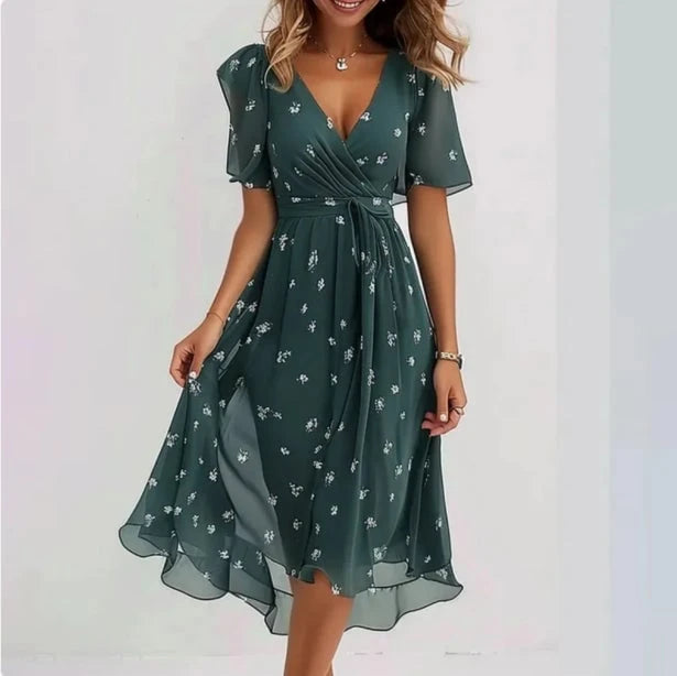 Elegant Women's Dress with V-Neck