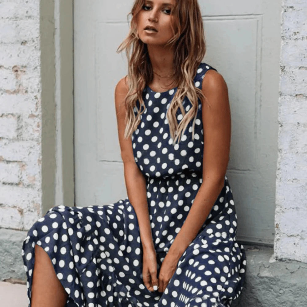Elegant summer dress with polka dots