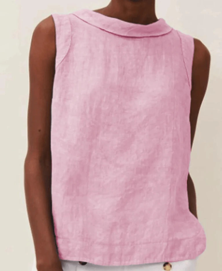 Short sleeve blouse with round neckline