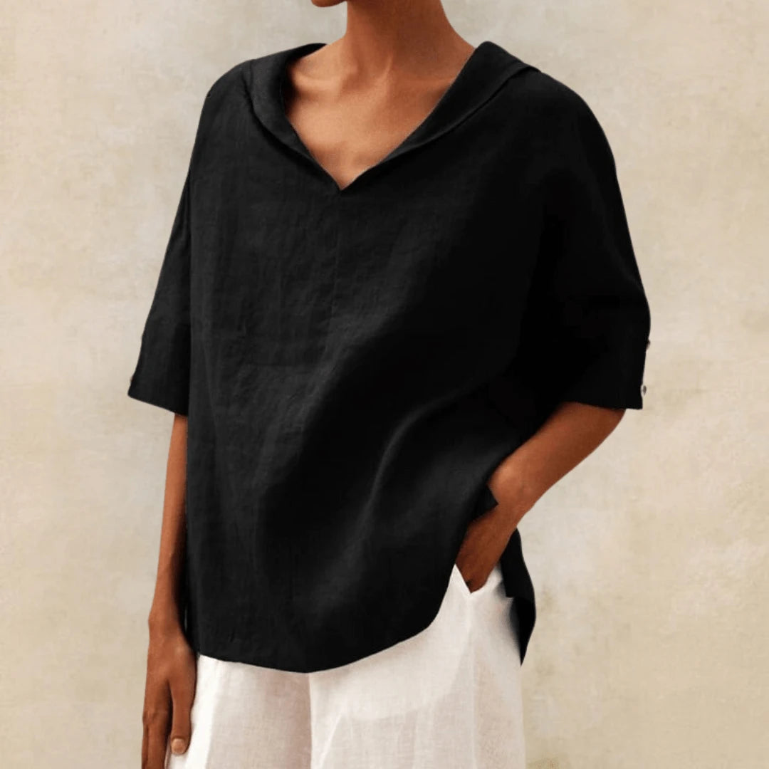 Women's V Neck Casual Linen Shirt