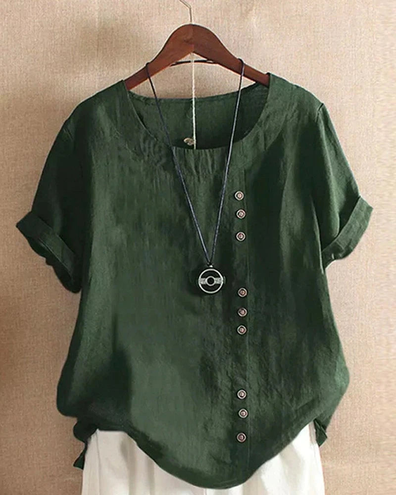 Simple Round Neck T-Shirt with Short Sleeves