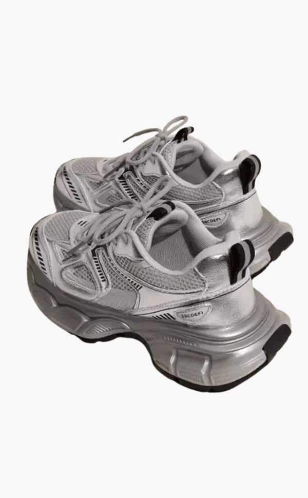 Chunky Mesh Sneaker Women Comfortable & Sporty Shoes With Trendy Sole, Gray