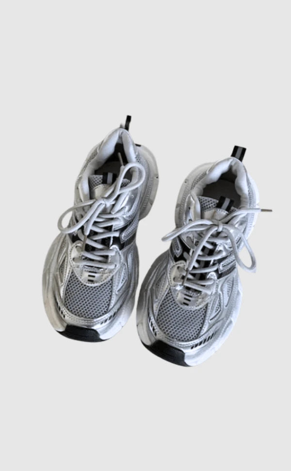 Chunky Mesh Sneaker Women Comfortable & Sporty Shoes With Trendy Sole, Gray