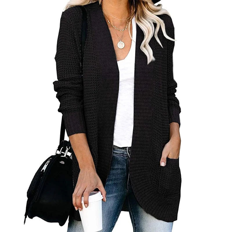 Women’s cardigan with open cut and side pockets