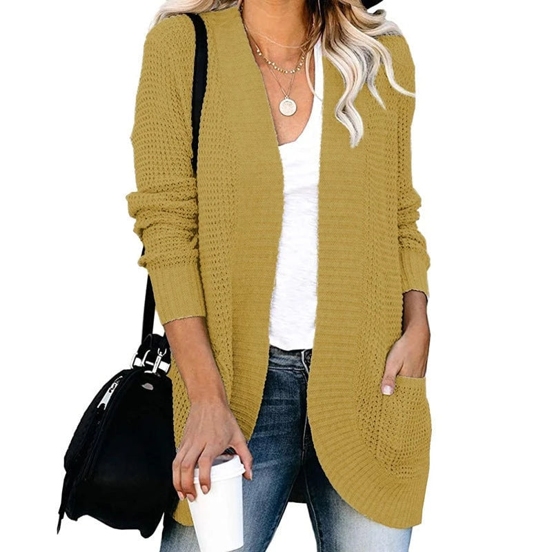 Women’s cardigan with open cut and side pockets