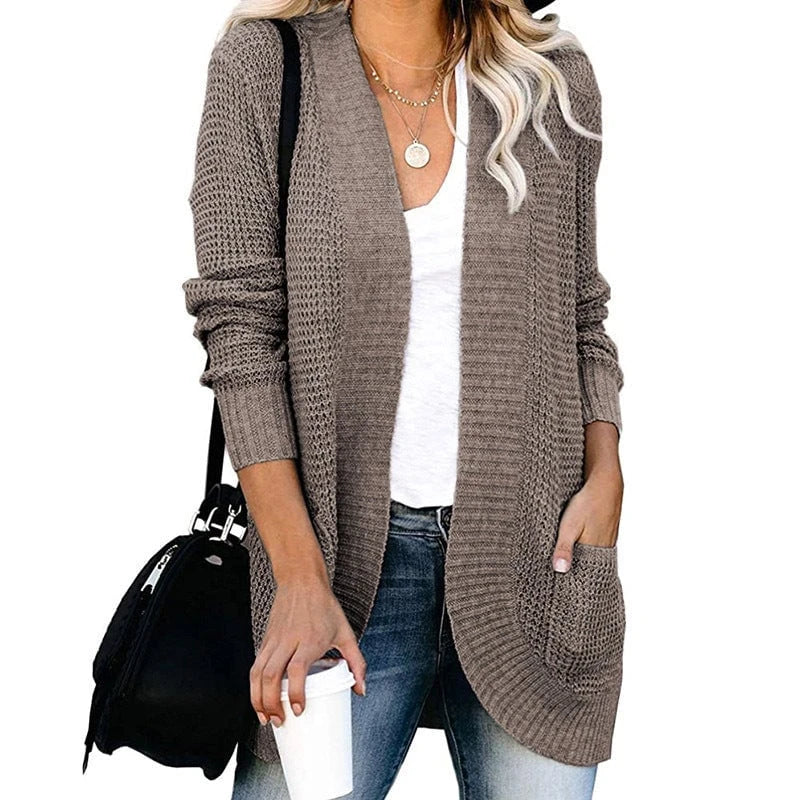 Women’s cardigan with open cut and side pockets