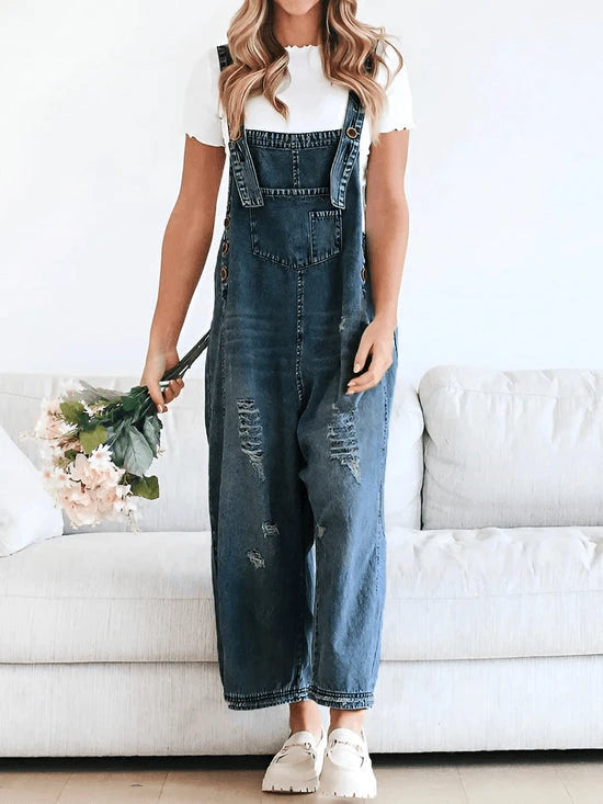 Women's Loose Denim Overalls Comfortable & Stylish