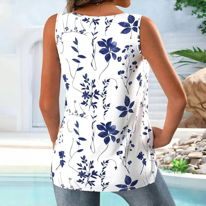 Tank top with leaf pattern