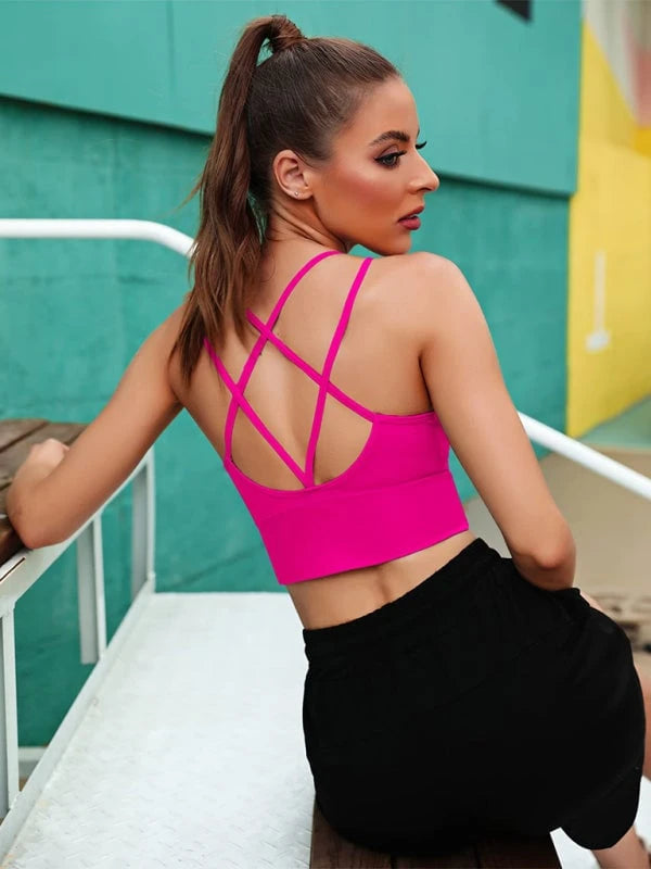 3-Pack Women's Sports Bra Padded Crisscross Yoga Bra Seamless Medium Impact Fitness Activewear