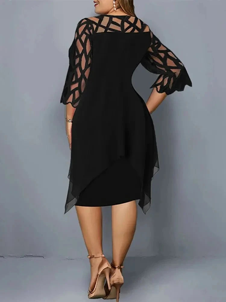 Elegant Plus Size Lace Midi Dress