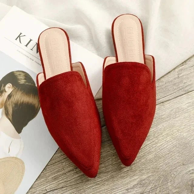 Elegant Suede Mules With Pointed Toe