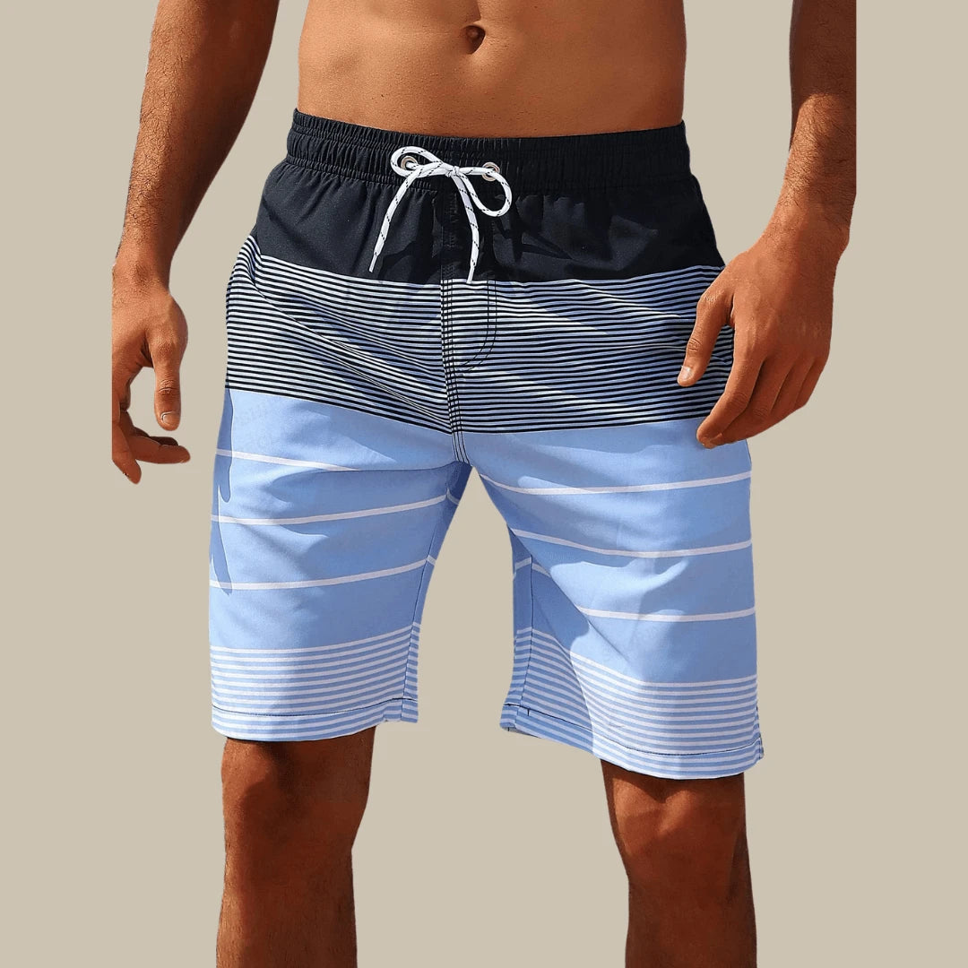 Quick-Drying Colorblock Swim Shorts With Stretch