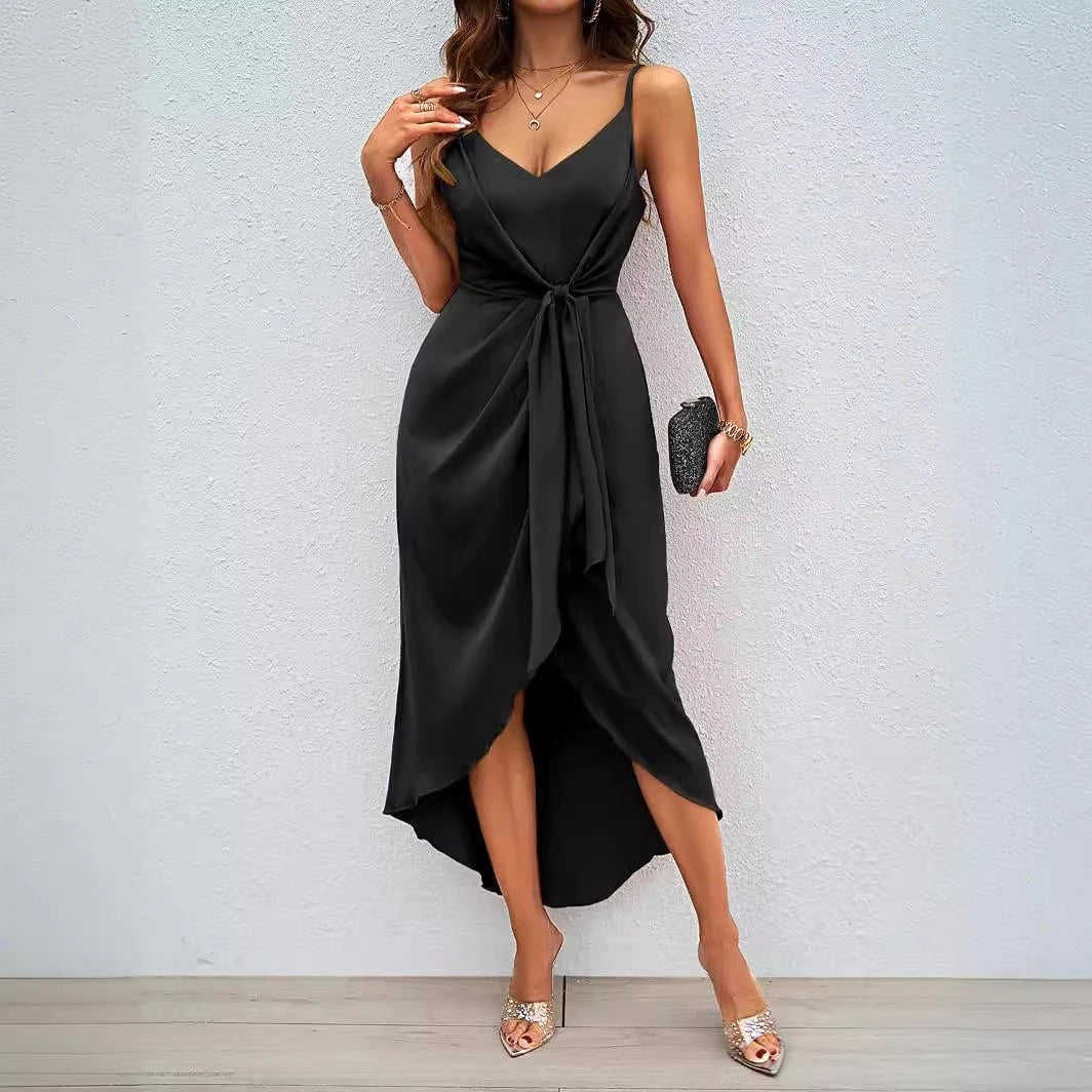 Ladies wrap dress with elegant V-neckline and playful slit