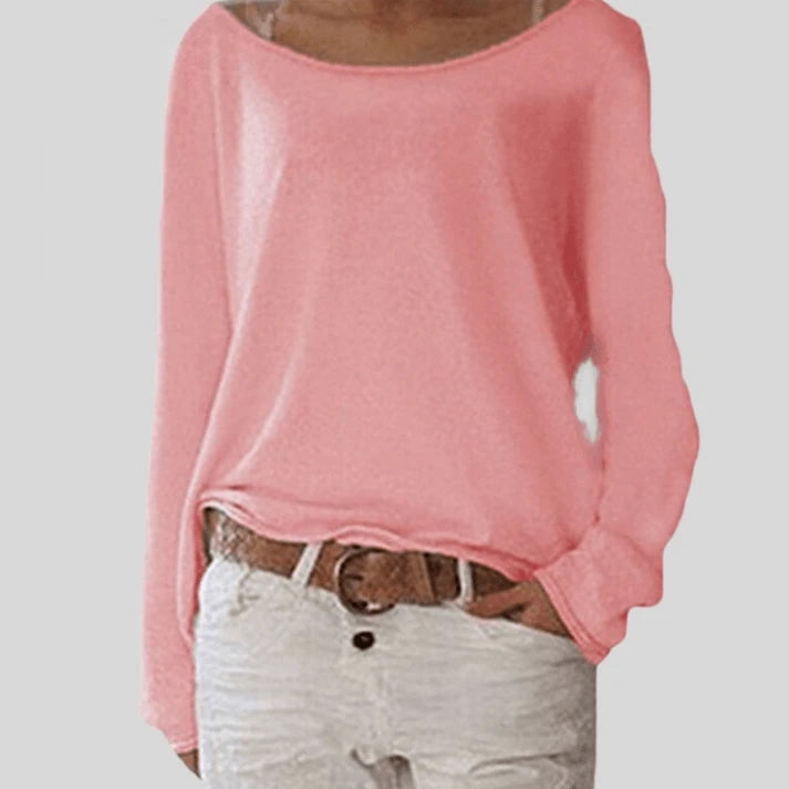 Lightweight round neck sweater for women