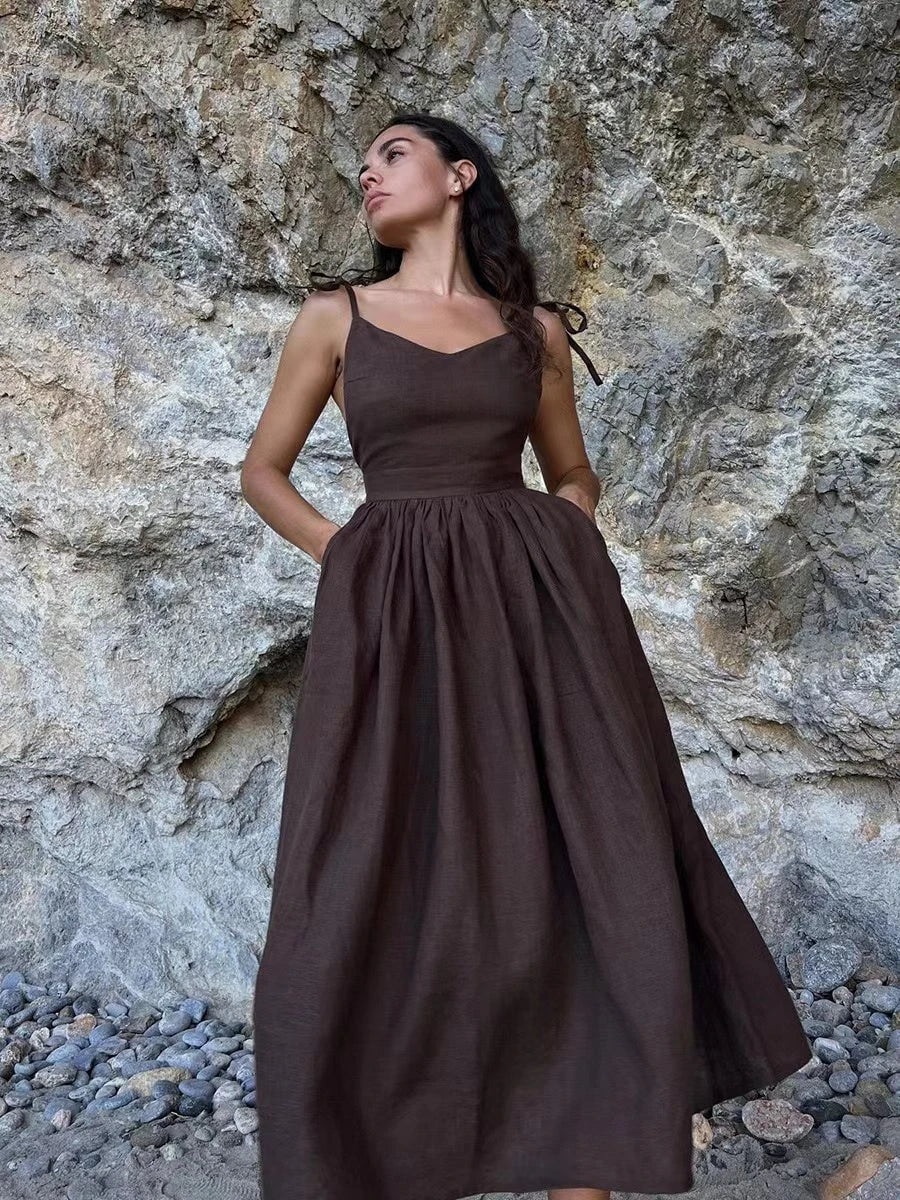 Breathable Summer Dress Made of Linen for Women