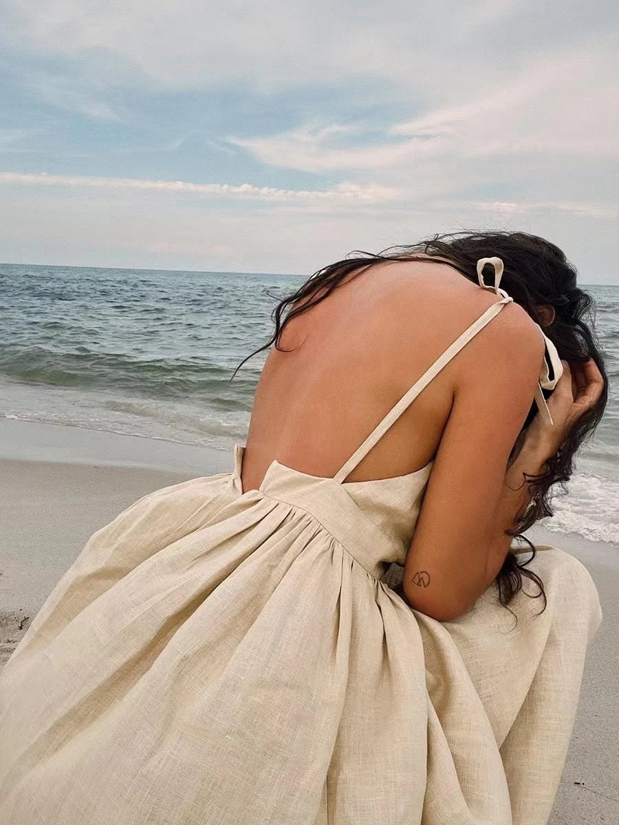 Breathable Summer Dress Made of Linen for Women