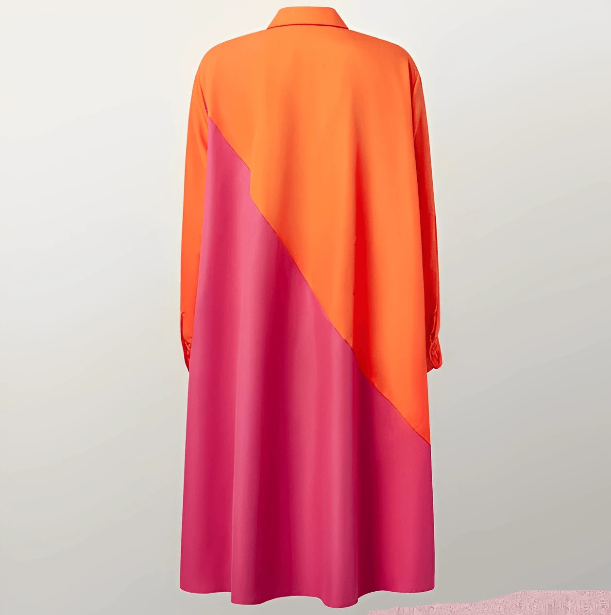 Shirt Dress With Lapel Collar & Three-Quarter Sleeves