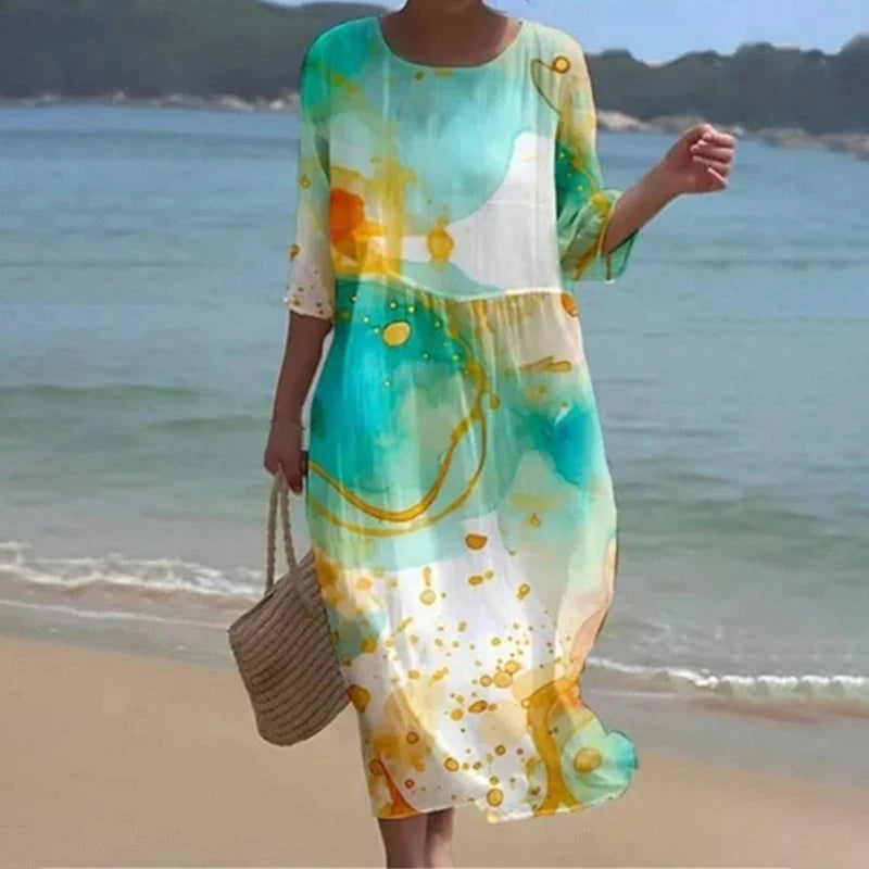Elegant Floral Pattern Dress That Covers The Belly