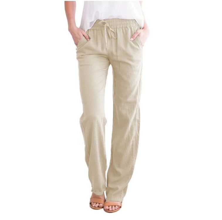 Light Airy Leisure Pants With Elastic Waistband