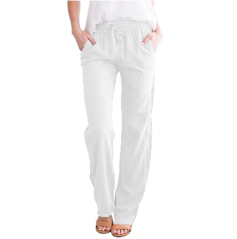 Light Airy Leisure Pants With Elastic Waistband