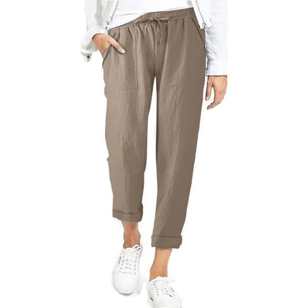 Light Airy Leisure Pants With Elastic Waistband