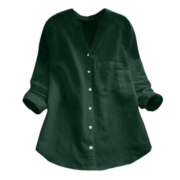 Stylish Long-Sleeve Linen Blouse
