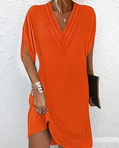 Elegant Dress With Slitted Sleeves