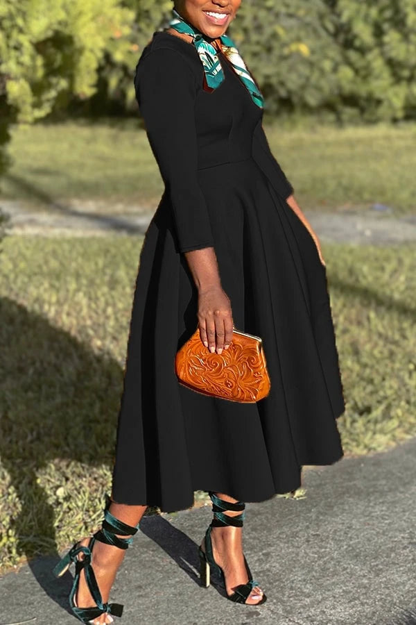 3/4-Sleeve Swing Dress