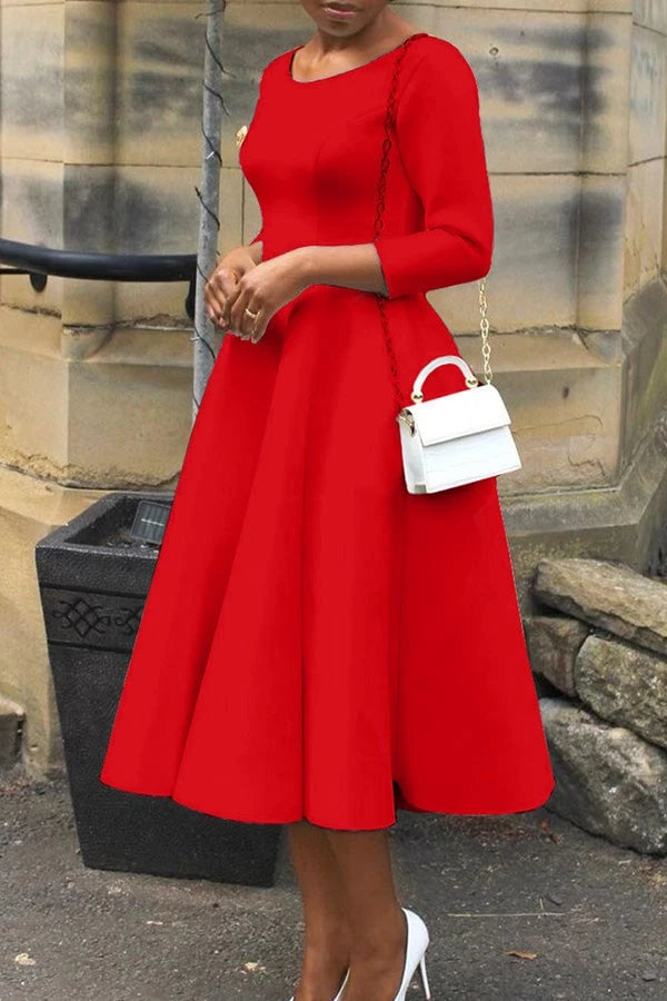 3/4-Sleeve Swing Dress