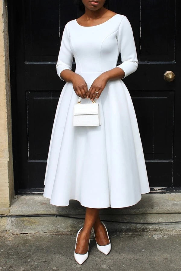 3/4-Sleeve Swing Dress