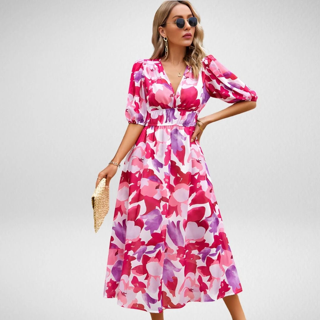 Charming Dress With V-Neck