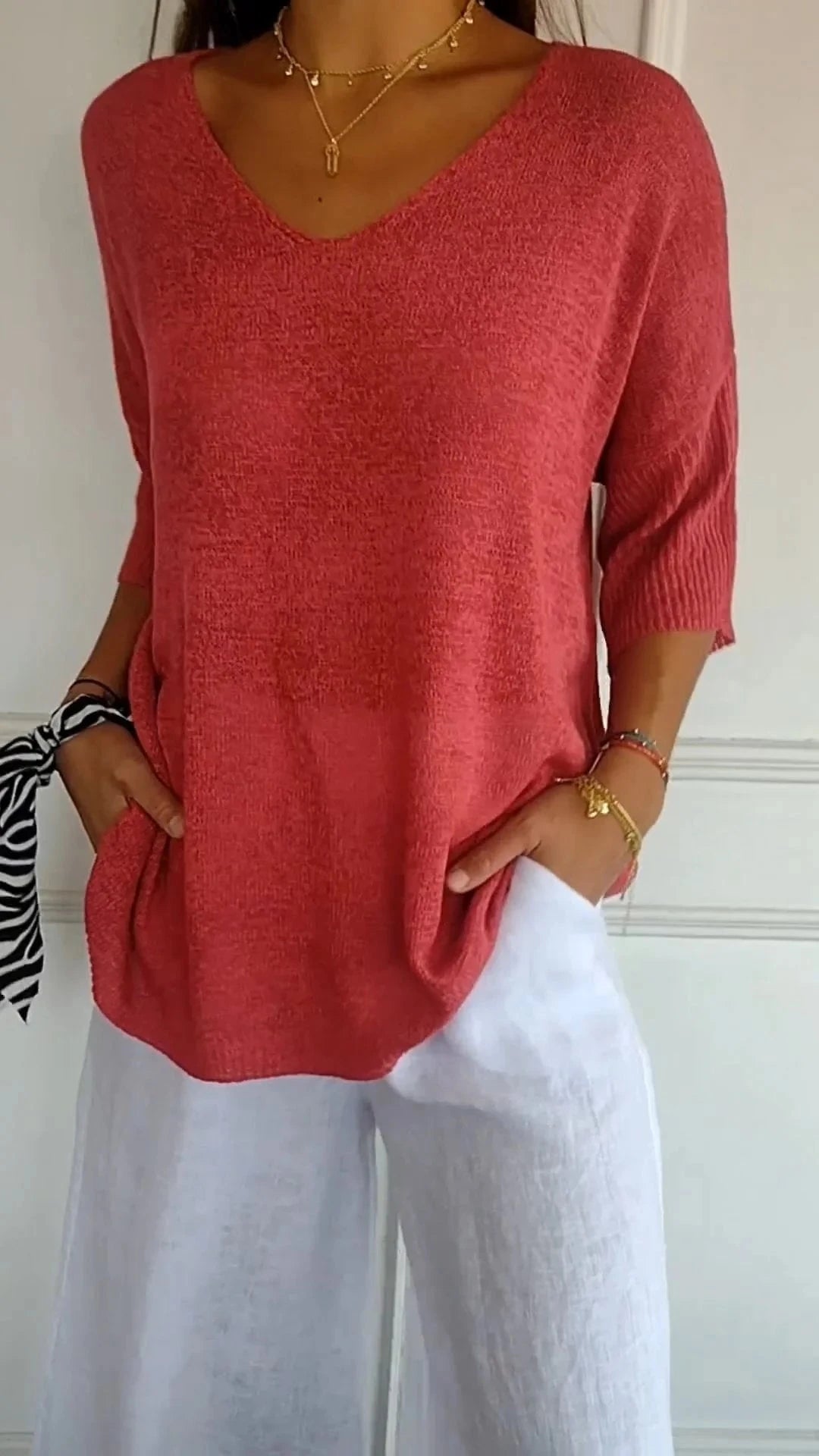 Knit Top With V-Neck