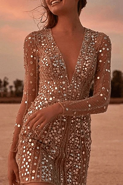 Sequin-Embellished Mini Dress