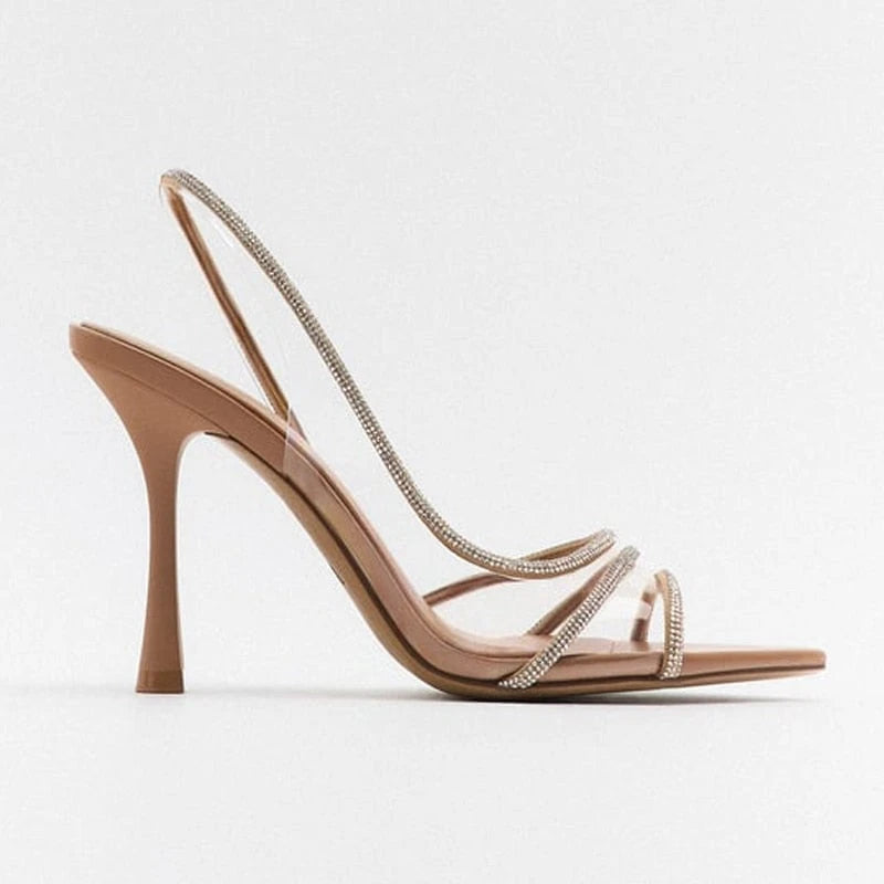 Elegant High-Heeled Sandals stiletto Slingback Peep Toe Shoes