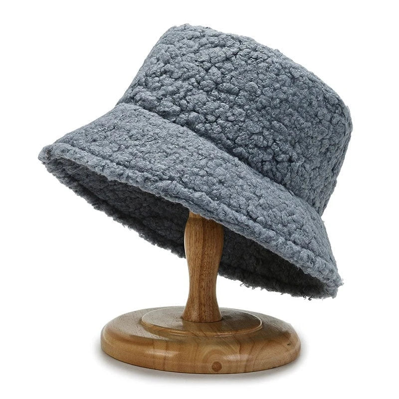 Ladies Lambswool Bucket Hatwarm Outdoor Panama Hat For Women