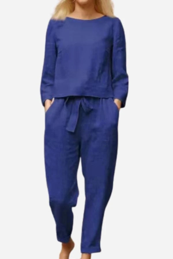 Solid Color Linen Two-Piece